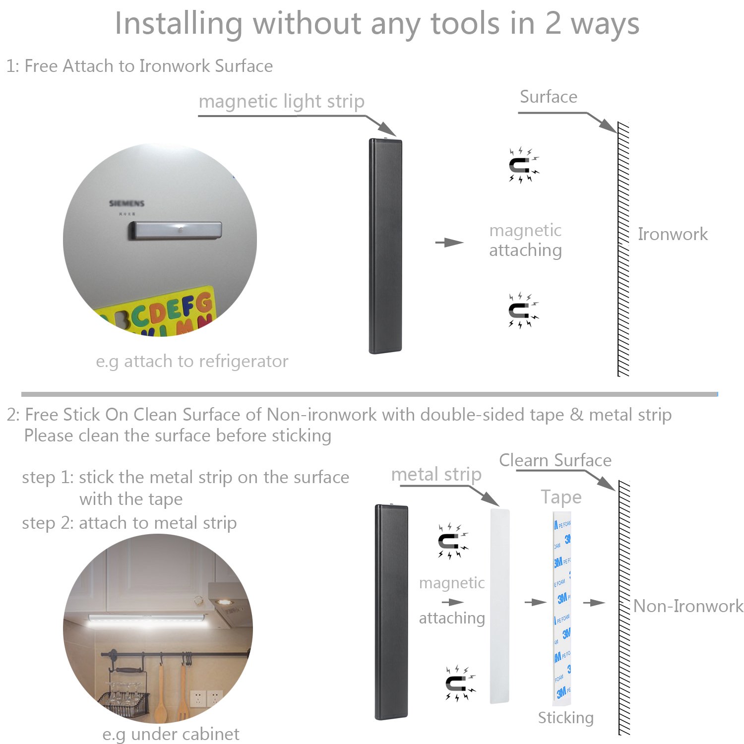 Luce LED Magnetica Ricaricabile - 10 LED Con Sensore Movimento, Per Armadi E Cucina - Foto 10