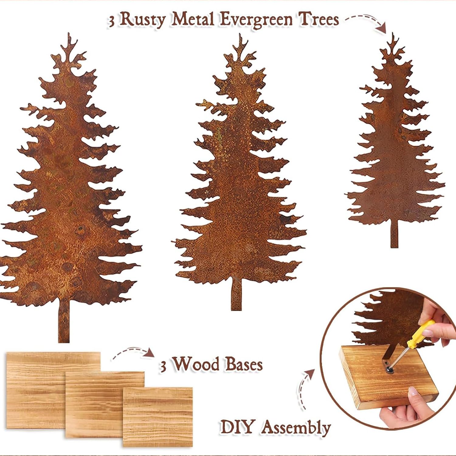 3er Set Rost Baum weihnachtsbaum deko Tannenbaum weihnachtsbaum metall Roststecker Weihnachtsdeko Garten Blumenstecker dekoration des weihnachtsbaums Outdoor Bäume Winter deko Weihnachtsbaum für Drauß