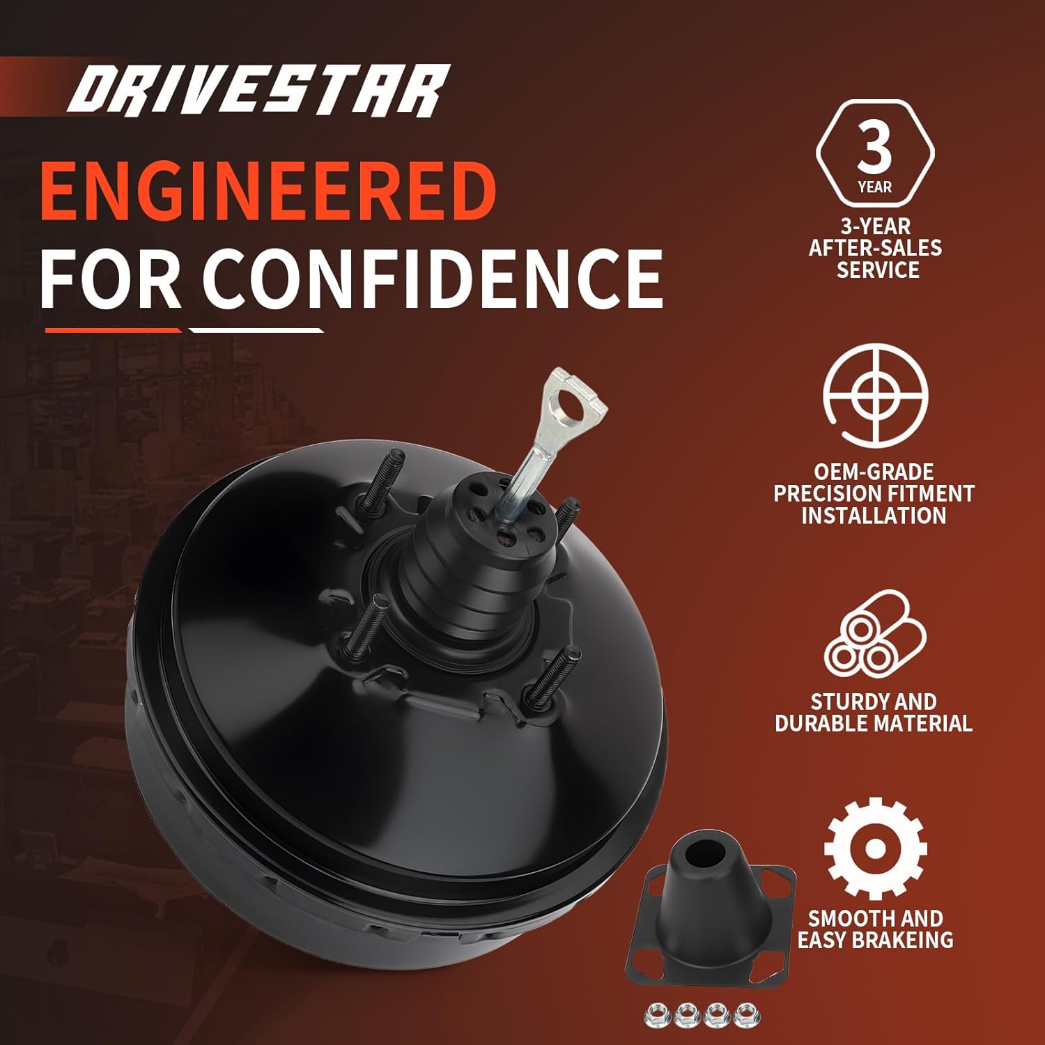 DRIVESTAR 54-74822 Brake Booster without Master Cylinder, fit 1997-2005 for Chevrolet Blazer/for GMC Jimmy, 1998-2004 for Chevrolet S10/ for GMC Sonoma, 98-01 for Isuzu Hombre, for Bravada