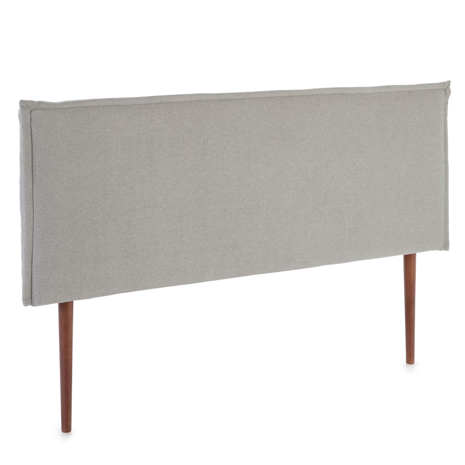 marckonfort Cabecero tapizado Berlin 140x100 cm, capitone en Tela Gris, Patas de Madera Color Nogal