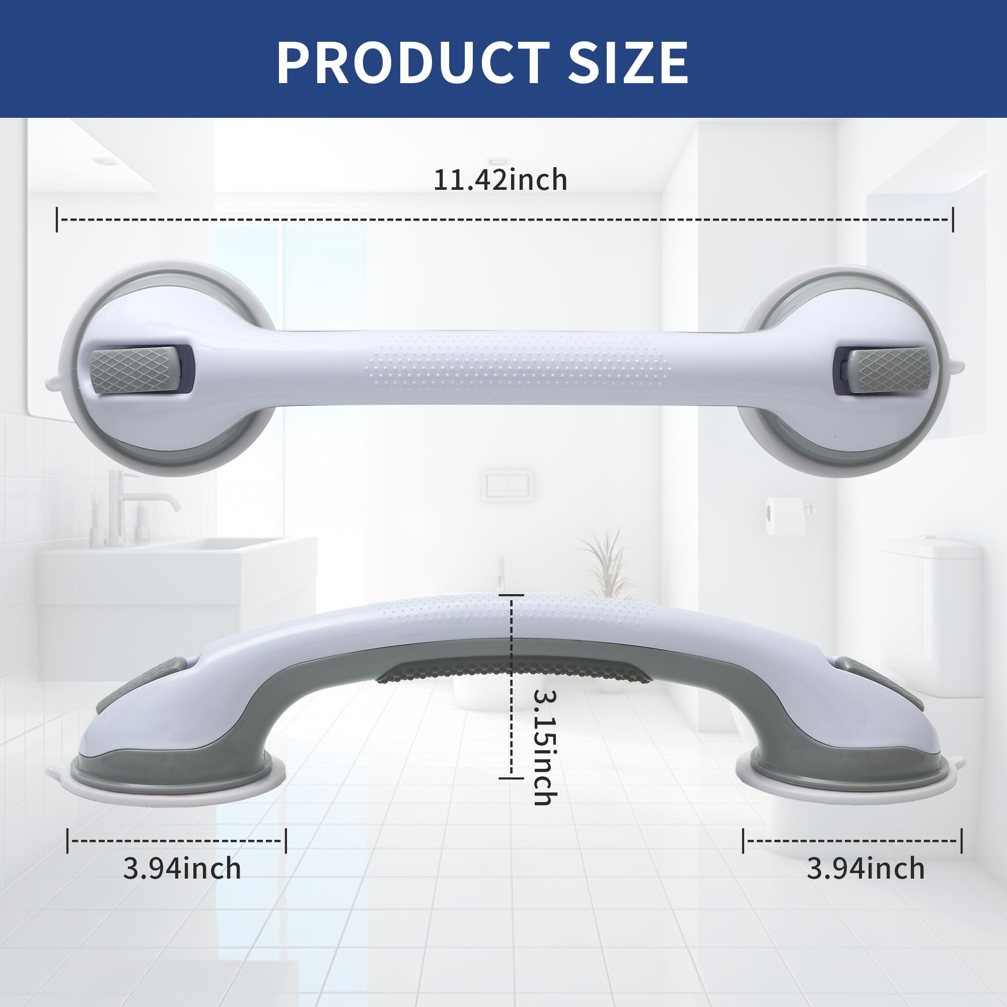 Asidero Ducha, Agarraderas Baño, Asidero Baño, paquete de 2, Agarrador Ducha Personas Mayores Adecuado para ancianos, mujeres embarazadas, niños, soporte para inodoro, ducha y bañera.