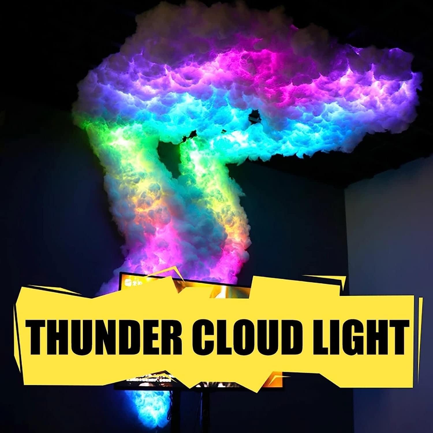 3D RGB Thundercloud LED-Lichtset, DIY-Kreativ-Musiksynchronisations-Mehrfarben-Lichtstreifen-Atmosphärenlampe For Decke, Gaming-Zimmer-Dekoration(115ft/35m)