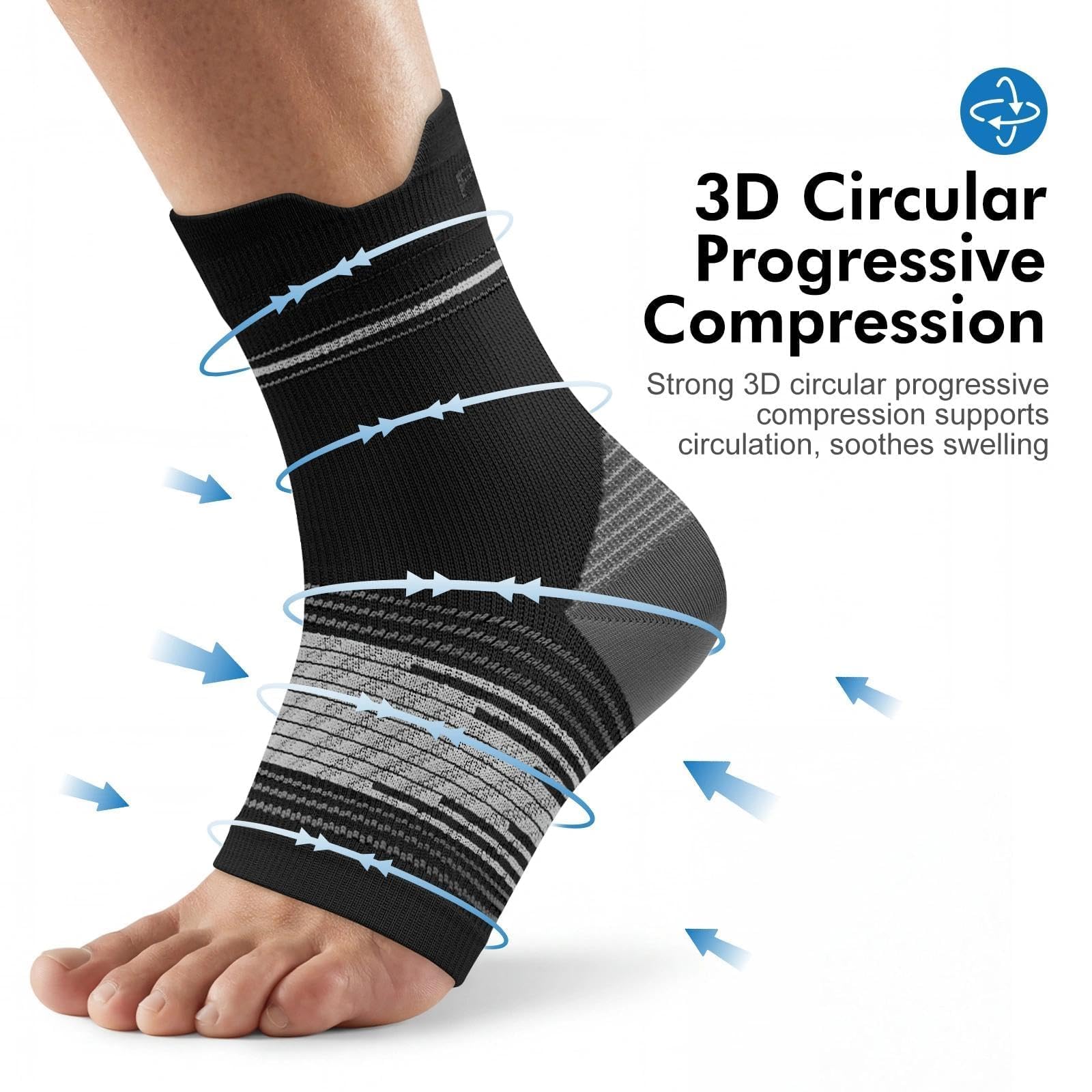 Calcetines de compresión para fascitis plantar (6 pares) para hombre y mujer, calcetines de compresión con arco y soporte de tobillo (negro, pequeño)