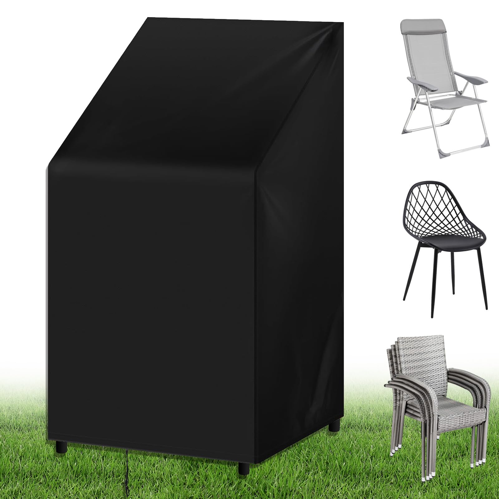 Funda Sillas Jardin,114 X 85 X 65 cm Funda Muebles Exterior Impermeable,Oxford 210D Funda Muebles Jardin,Protección Contra el Polvo y Los Rayos UV,Apto Para Sillas Apilables Exterior