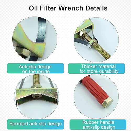 Miniatura 2 de Herramienta de extracción de llave de filtro de aceite, correa ajustable resistente 3.5-5.9 in de diámetro para excavadoras de camiones