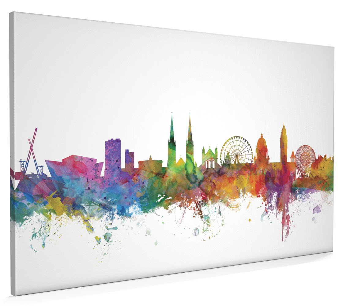 artPause Belfast Northern Ireland Skyline Canvas Art Print, 22x34 inch (A1) -1032