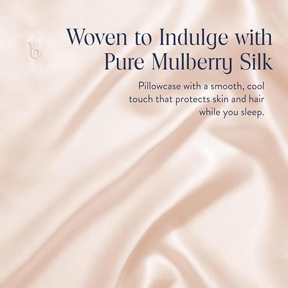 Brooklinen Mulberry Silk Pillowcase 100% Pure Silk Pillow Case, Soft & Durable, Anti-Friction Comfort, Hight Quality Smooth Texture Machine Washable & Breathable Standard Size (Blush)