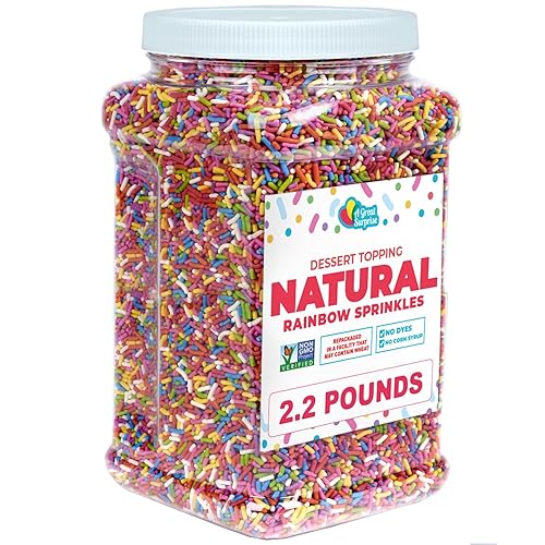 Sprinkles Rainbow - Contenedor de 22 libras - 100 natural - Gránulos de arcoĂris sin colores artificiales - Gránulos de carnaval en recipiente Sprinkles Rainbow - Contenedor de 22 libras - 100 natural - Gránulos de arcoĂris sin colores artificiales - Gránulos de carnaval en recipiente