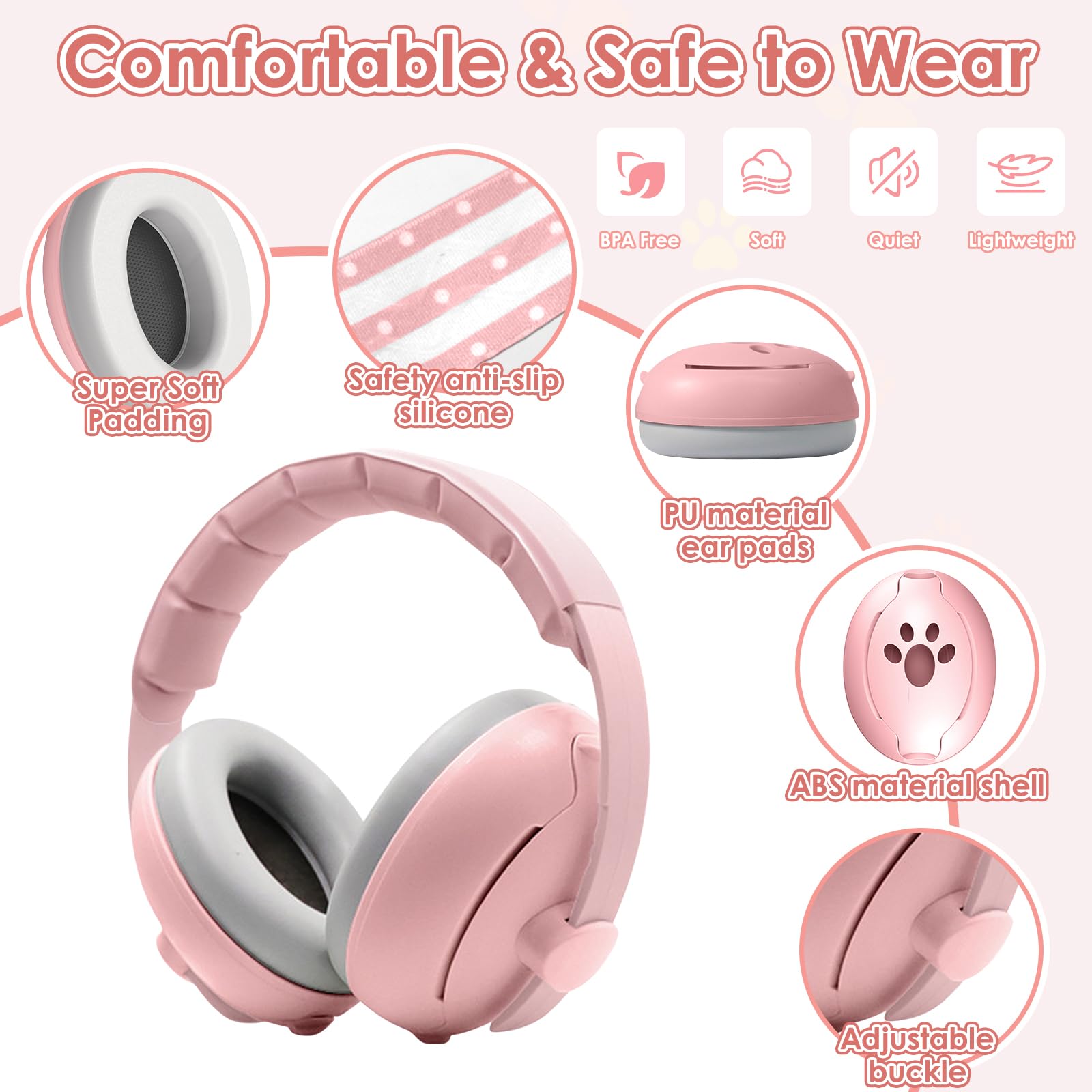 HyAdierTech 2 in 1 Cuffie Neonato Antirumore,Protettori Acustici per Neonati,Regolabili Cuffie Protezione Dormire Bambini,Archetto Regolabile,Ideale per il Sonno,Viaggi,Feste,Fino a 48 Mesi
