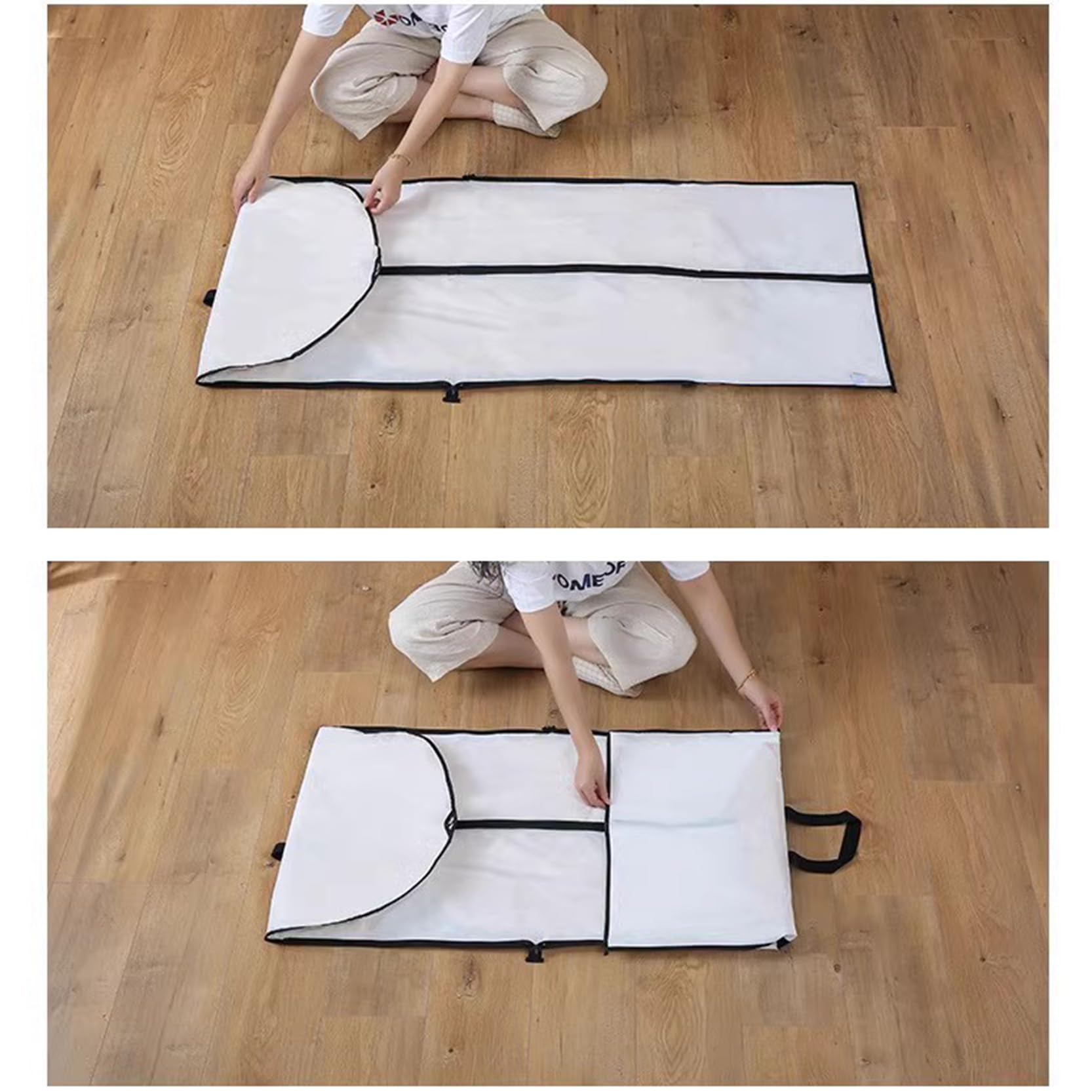 Fundas largas para bolsos de vestir de 70,86 pulgadas, bolsas plegables para vestidos de novia, fundas protectoras para ropa con cremallera, bolsas protectoras con asa de transporte, color blanco
