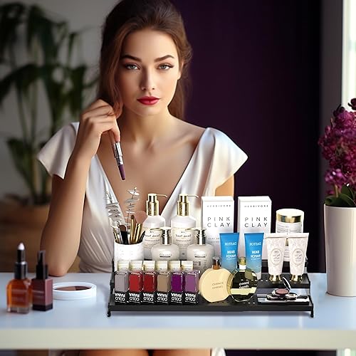 Miniatura 5 de Organizador de especias para gabinete de cocina, condimentosmedicinasgabinetes de baño, estante organizador de exhibición, 3 niveles de metal y