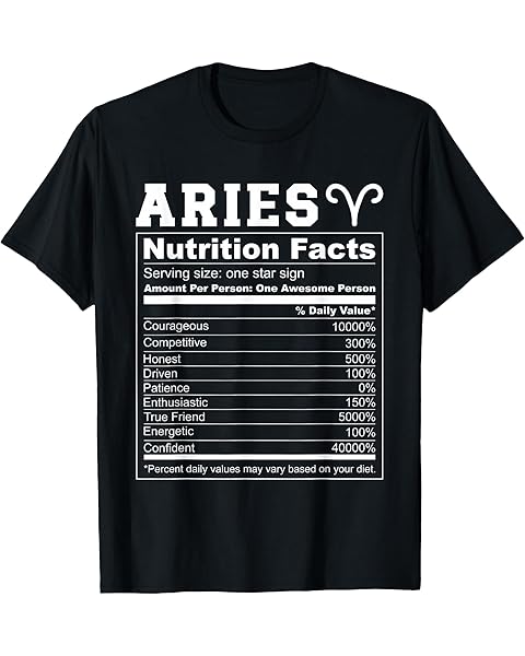 Aries Nutrition Facts Zodiac Sign Personality Aries T-Shirt