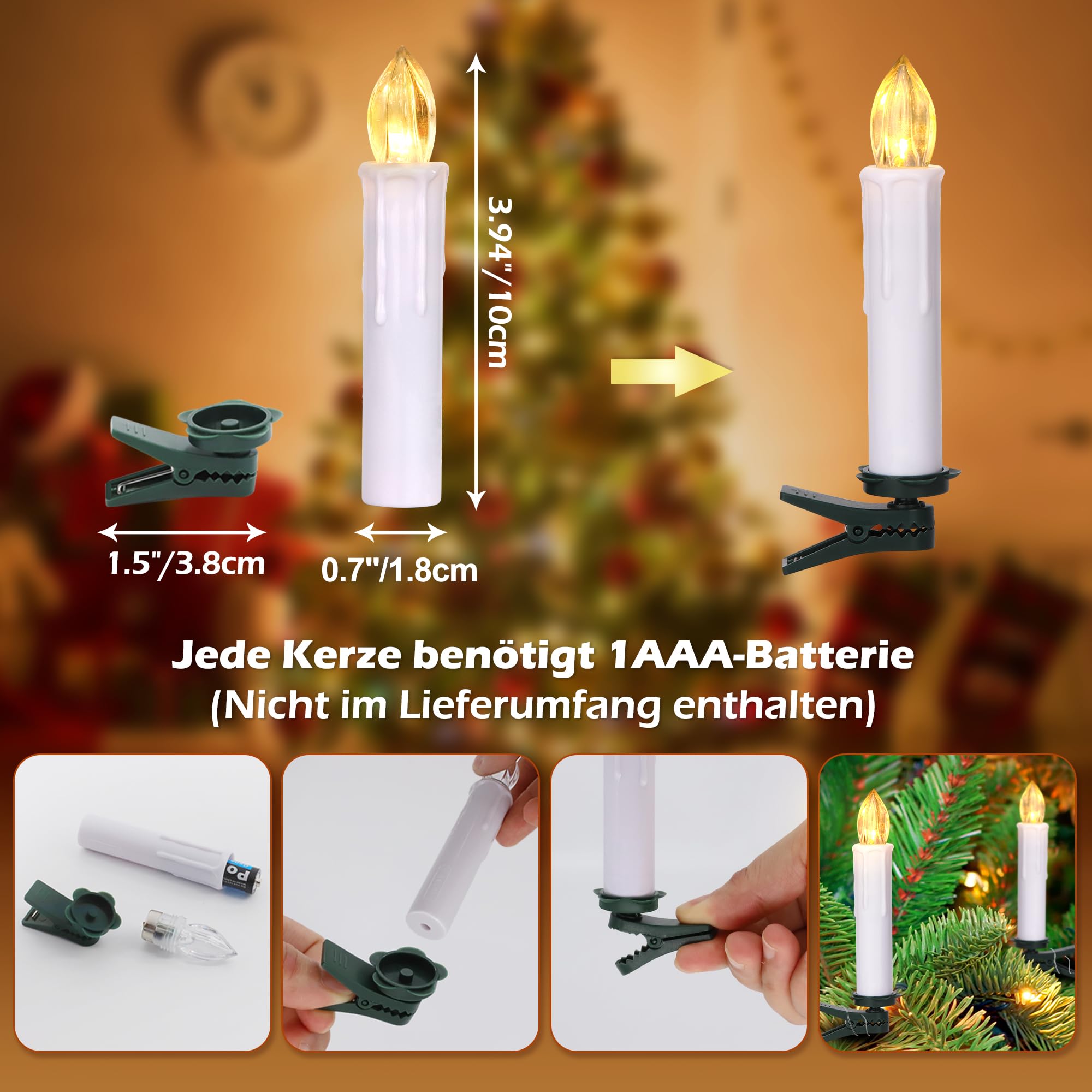 40er LED-Kerzen Mit Timer & Fernbedienung – Warmweiß, Flackernd, Batteriebetrieben Für Weihnachtsdeko