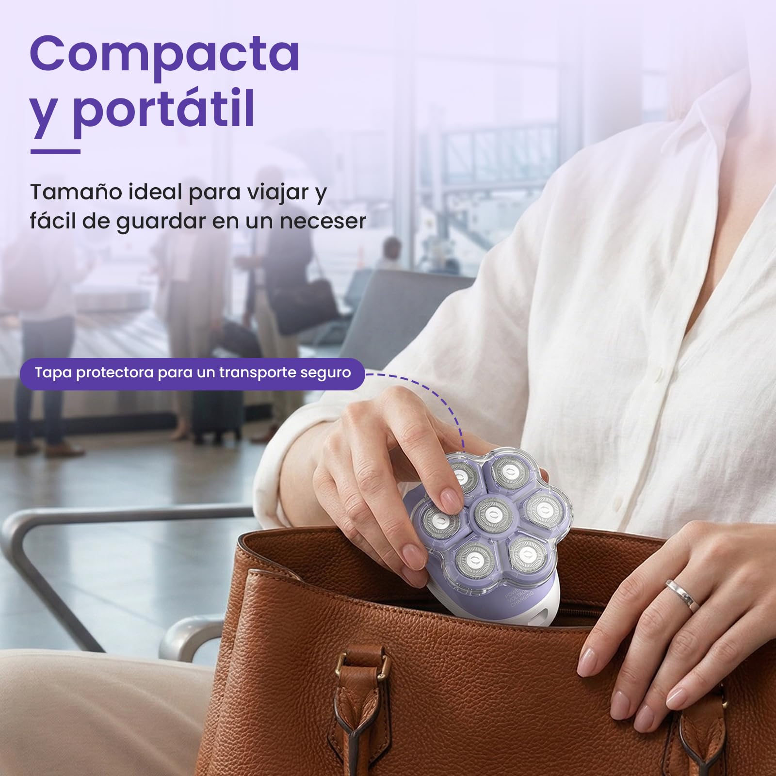 VIKICON Afeitadora Electrica Mujer 7D, Rasuradora Mujer Recargable USB | Afeitadora Corporal para Piernas y Cuerpo, Cabezal Flotante, Seco/Mojado, Luz LED, Compacta para Viaje, Morado