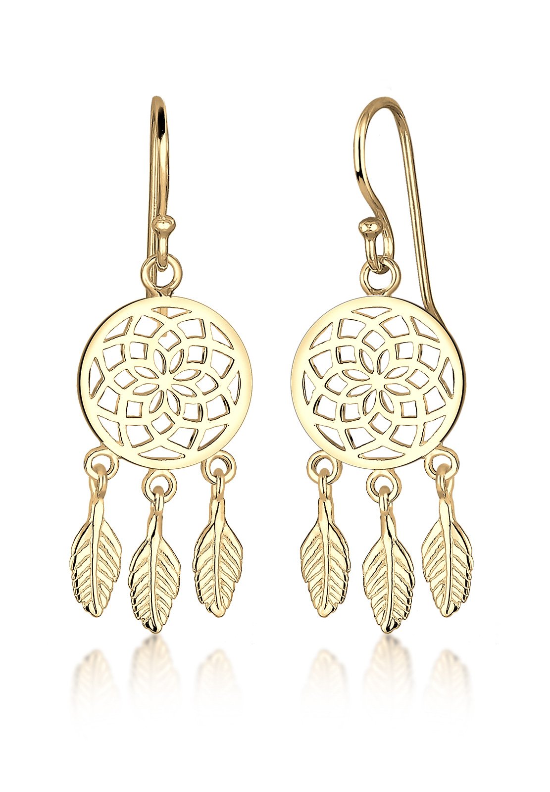 Elli Women's 925 Silver Gold Plated Xilion Cut Earrings