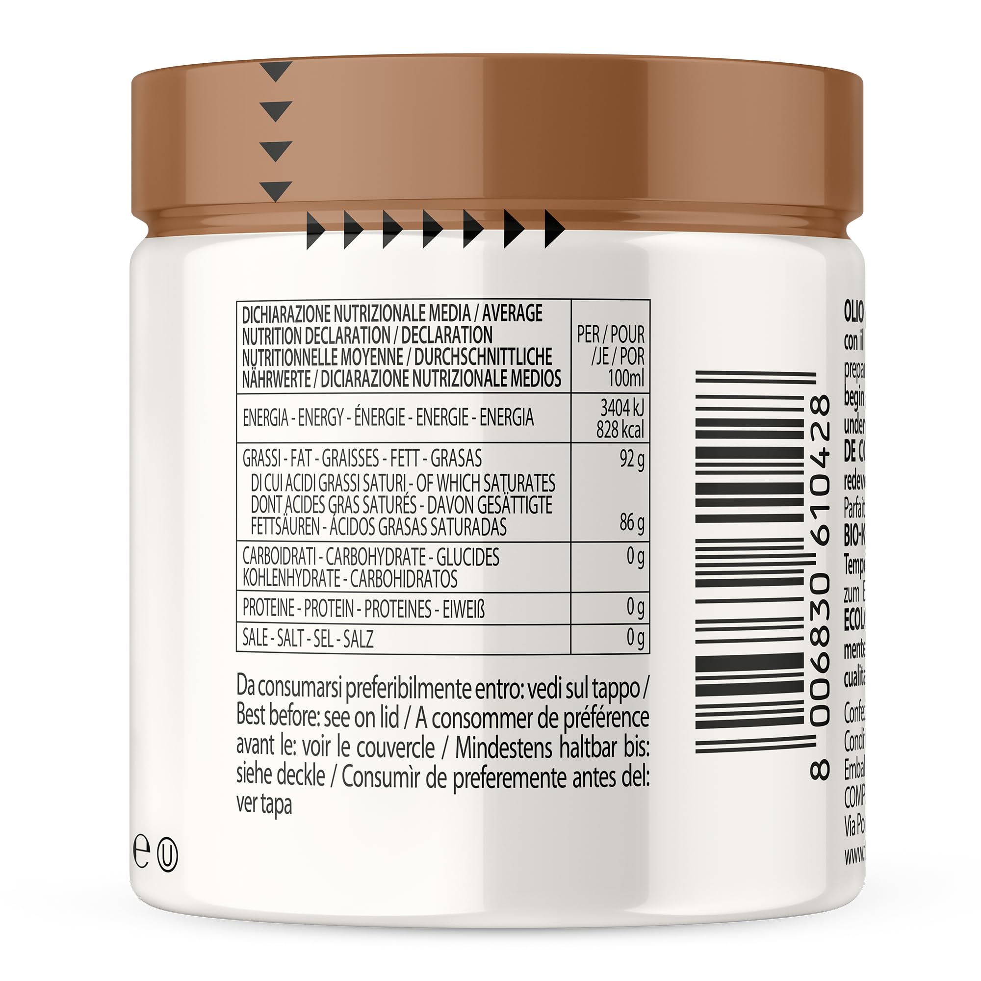 Mantova Aceite de Coco Orgánico en Tarro 200ml – Natural, Vegano, Saludable – Para Cocina, Horno, Sartén, Smoothies y Snacks – Energía y Bienestar – Idea de Regalo