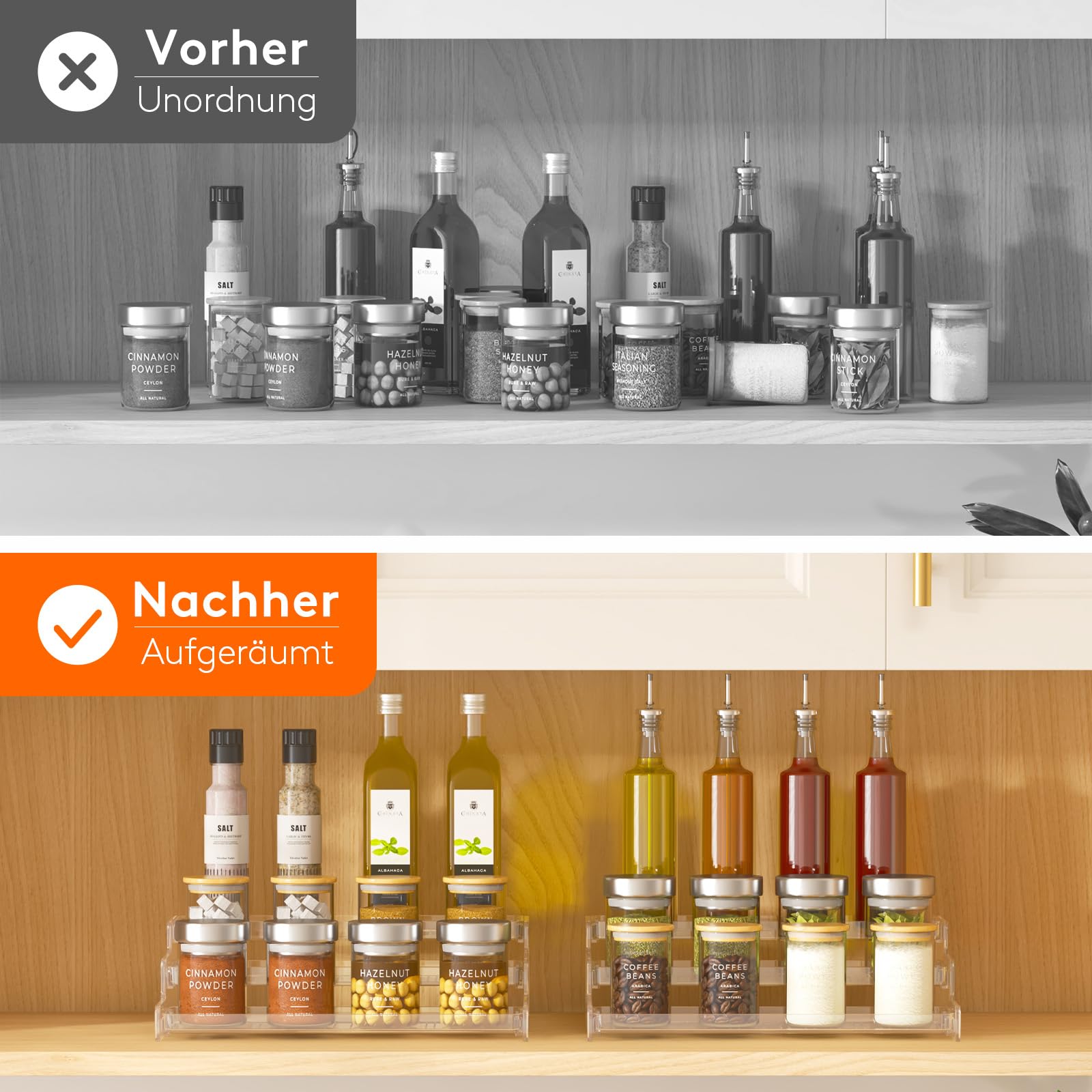 Gewürzregal 2-tlg. Stehregal Mit 3 Etagen - Transparenter Organizer Für Küche & Bad