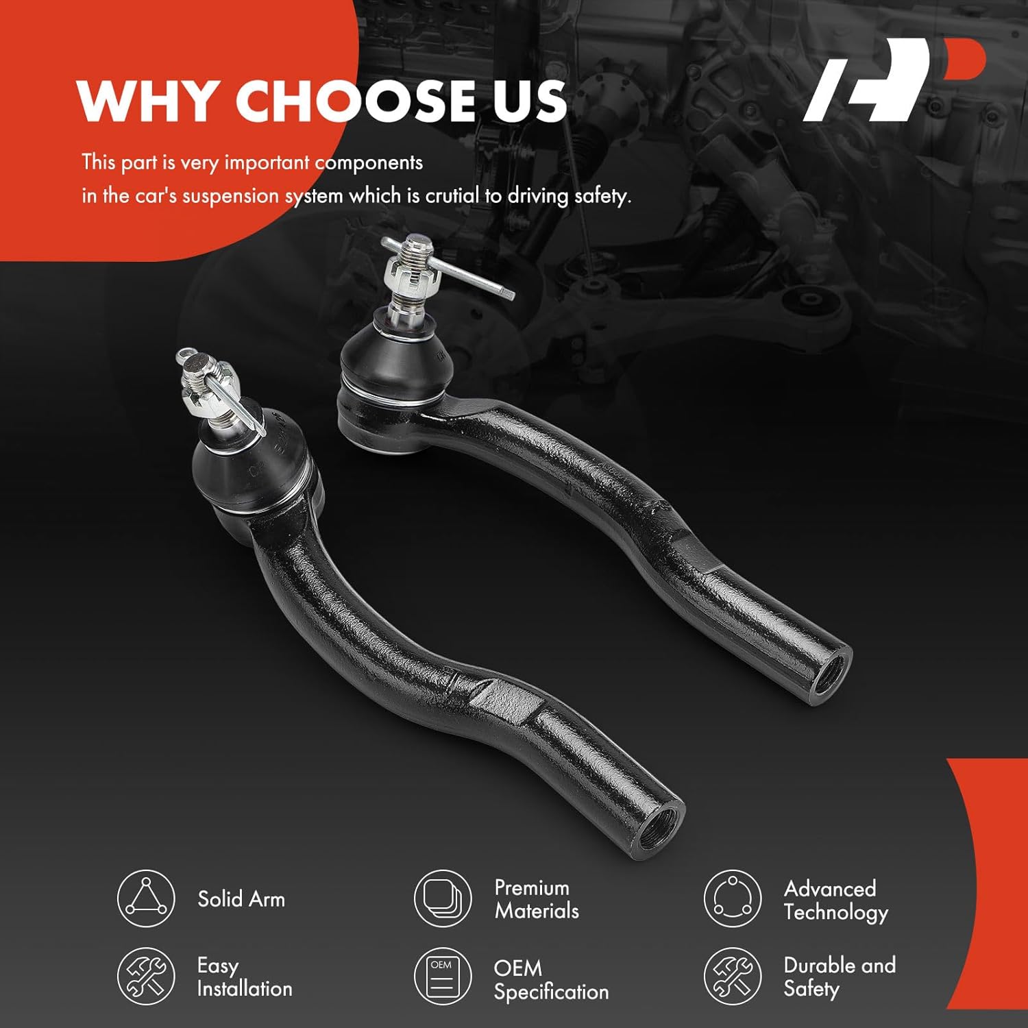 A-Premium 2 x Front Outer Tie Rod Ends, Compatible with Toyota Camry & Lexus ES300, 2002 2003