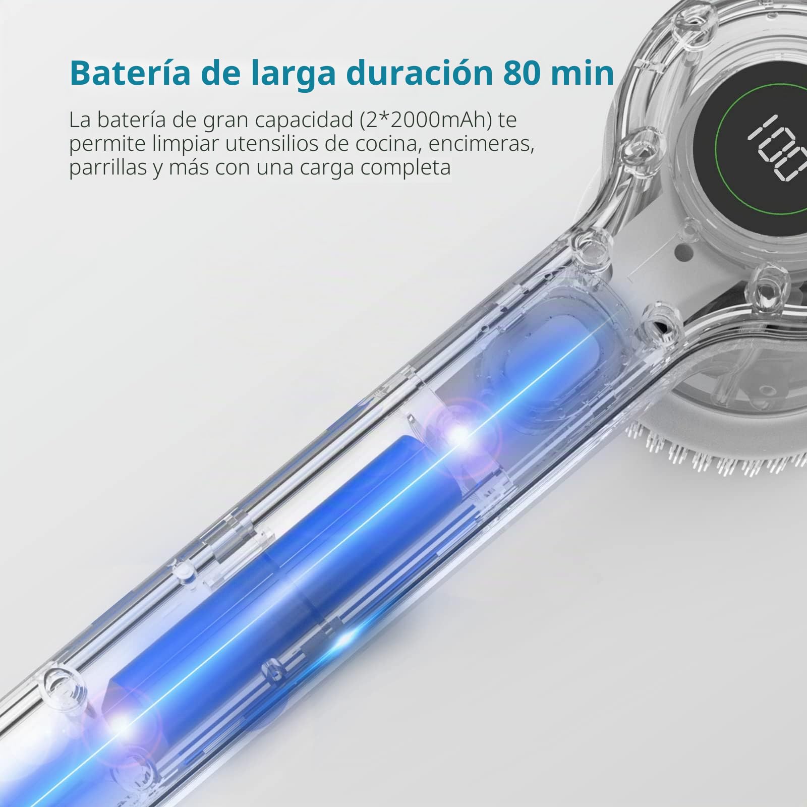TILSWALL M4 Cepillo Limpieza Eléctrico, Cepillo Turbo Limpieza con Cabezales Reemplazables, 2 Velocidades de Rotación y 5 Cabezales Intercambiables, con Pantalla LED para Baño, Cocina, Azulejo