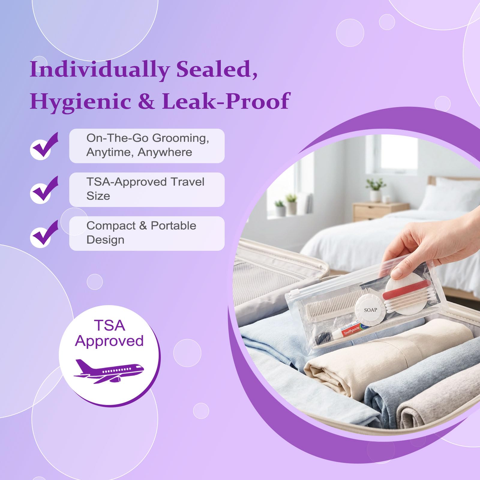 Kit da toeletta da viaggio, kit di igiene personale usa e getta, 7 in 1, kit di articoli da toeletta di base per uomini e donne, forniture per la cura dei senzatetto, kit di beneficenza per