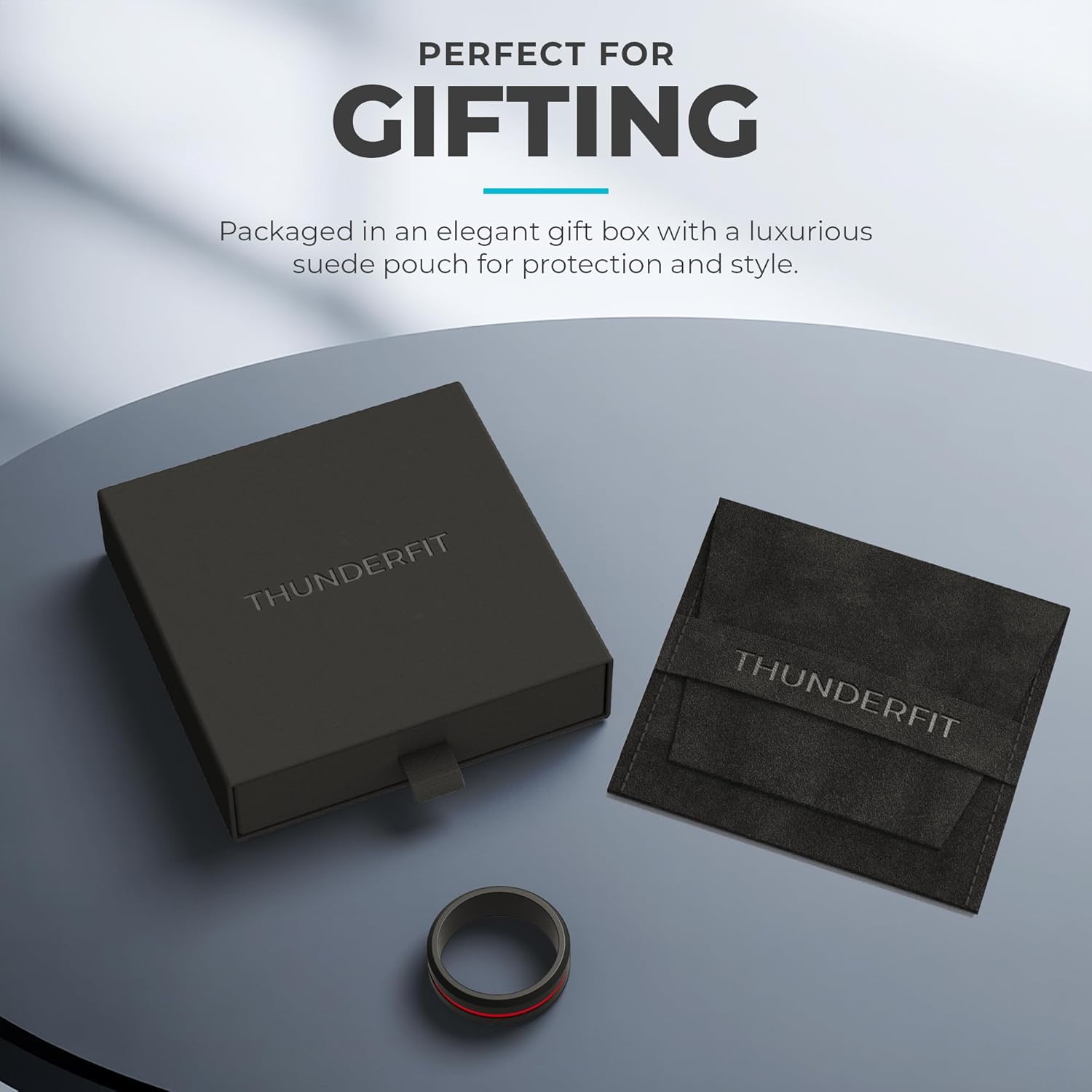 ThunderFit Silicone Rings Wedding Bands for Men, Plain and I Love You Engraved, Men’s Rubber Engagement Bands with Gift Box, 1-Pack - Image 4