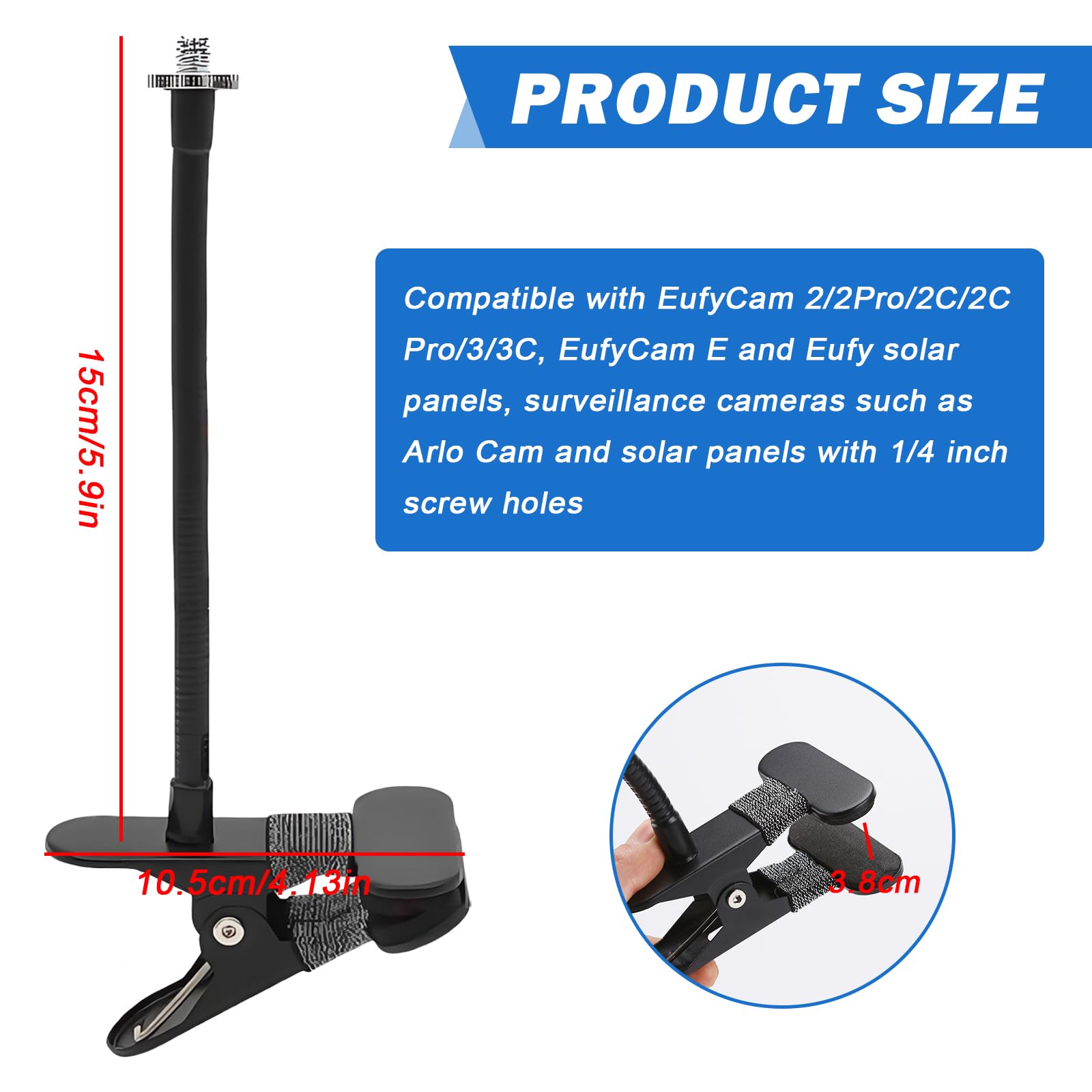 Lot de 3 supports flexibles pour caméra Eufy Cam 2C/2C Pro/3/3C, support de serrage universel en métal pour EufyCam 1/2/EufyCam E, support de mât flexible pour Arlo Ultra/Ultra