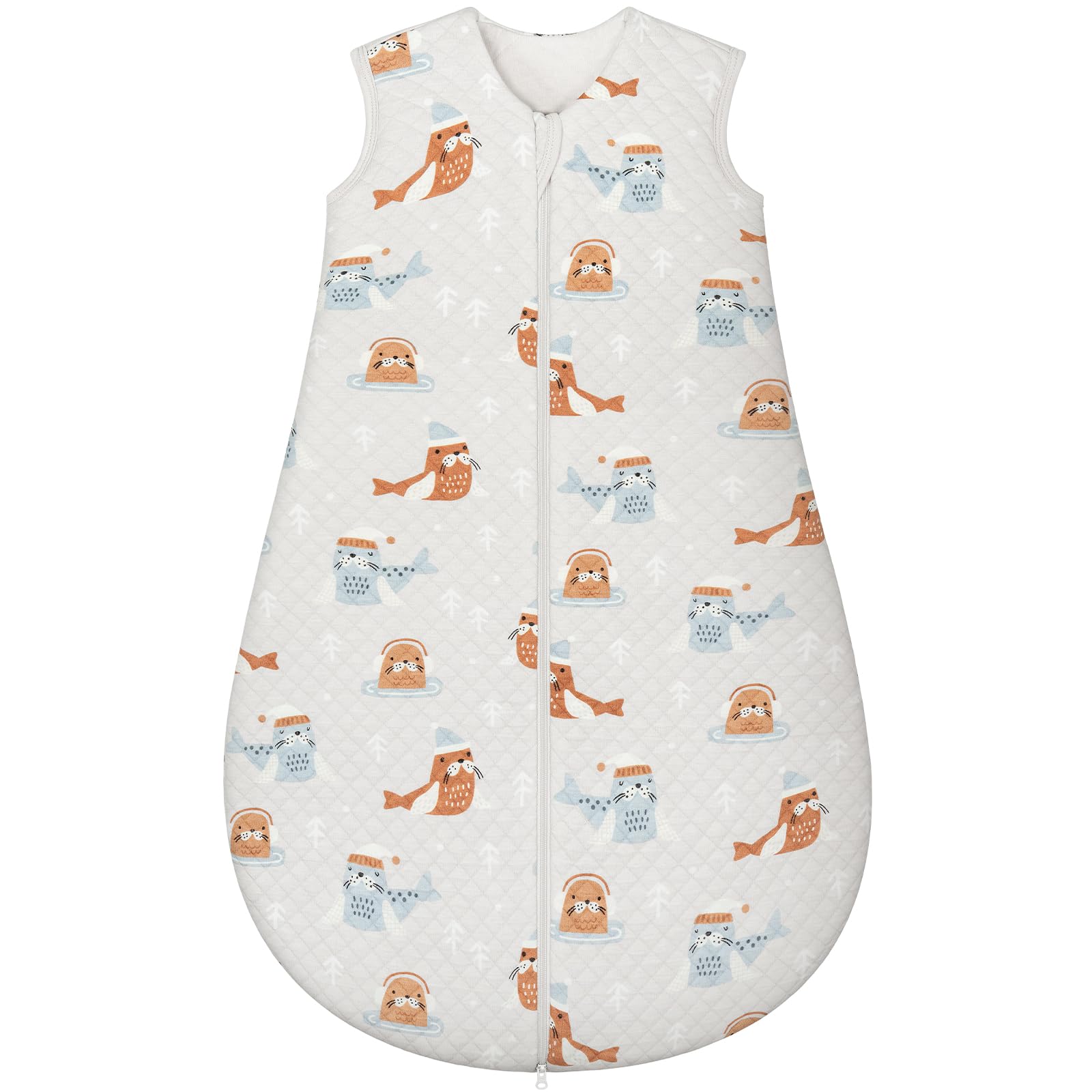 Yukkidds Baby Sleeping Bag 2.5 Tog 6-12 Months Newborn Sleeping Bag 100% Cotton Sleep Sack for Winter Warm and Comfortable Khaki Seal