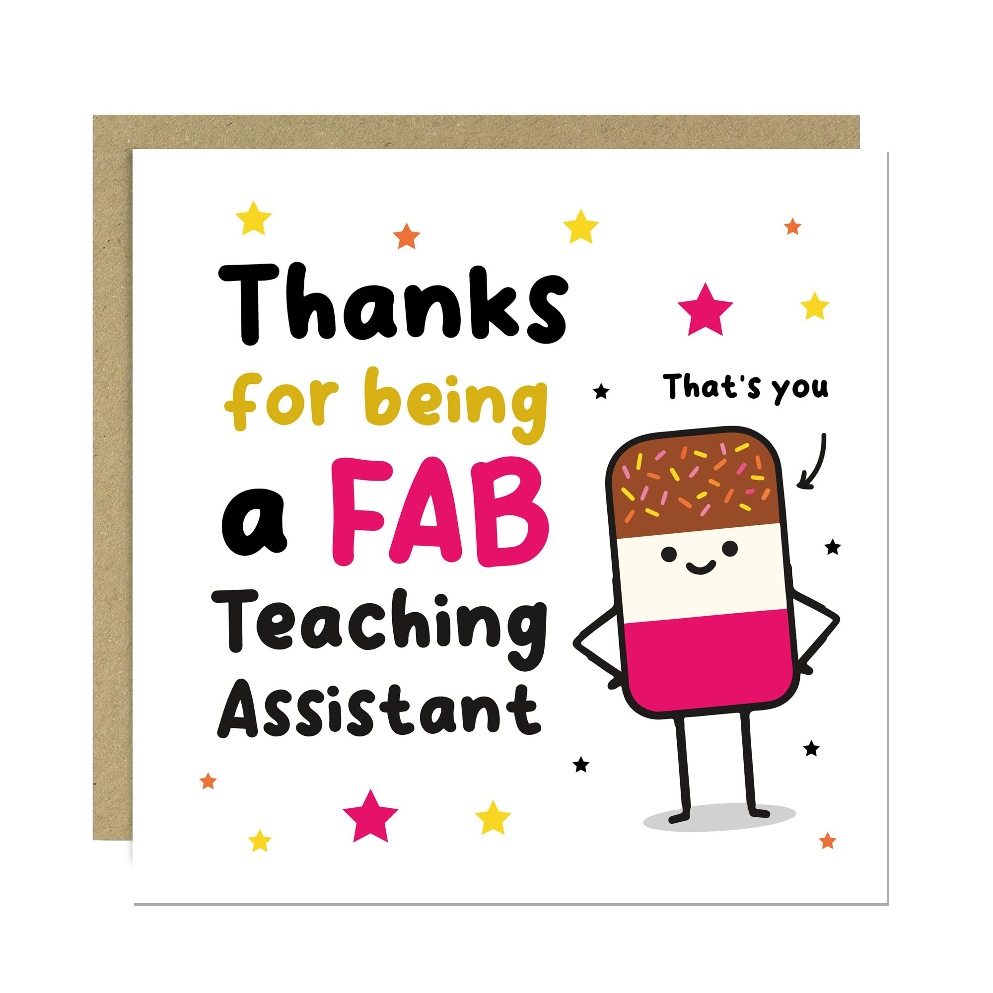 RED OCEAN Teaching Assistant Thank You Card FAB TA Card With Kraft Envelope Teacher Appreciation Cards To Say Thank You Teaching Assistant Cards For Men Women Novelty
