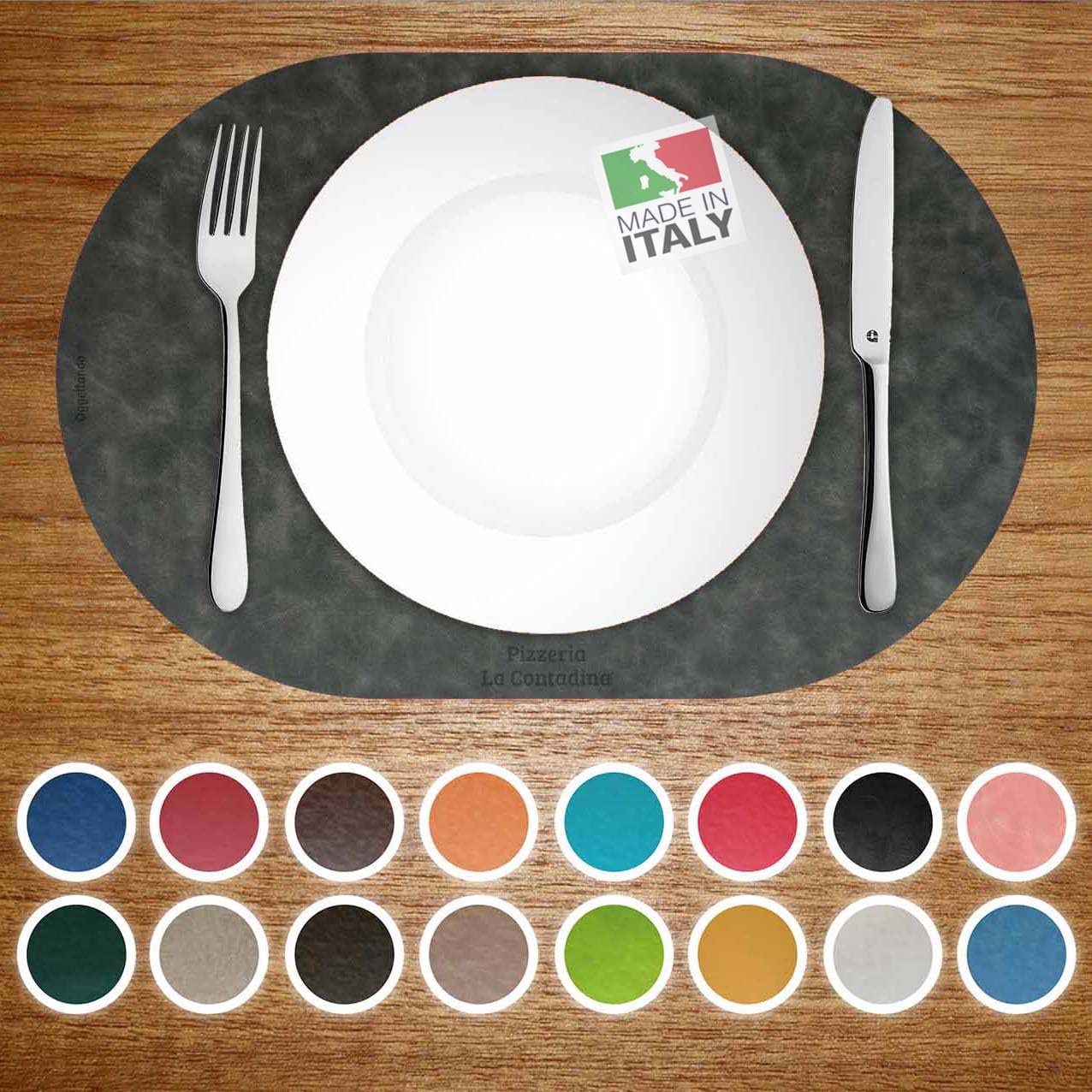 Juego de 6 manteles individuales personalizables y lavables americanos, de piel sintética, lavables a máquina, antimanchas, para casa, cocina, restaurante, hotel, Chic (antracita liso, 6