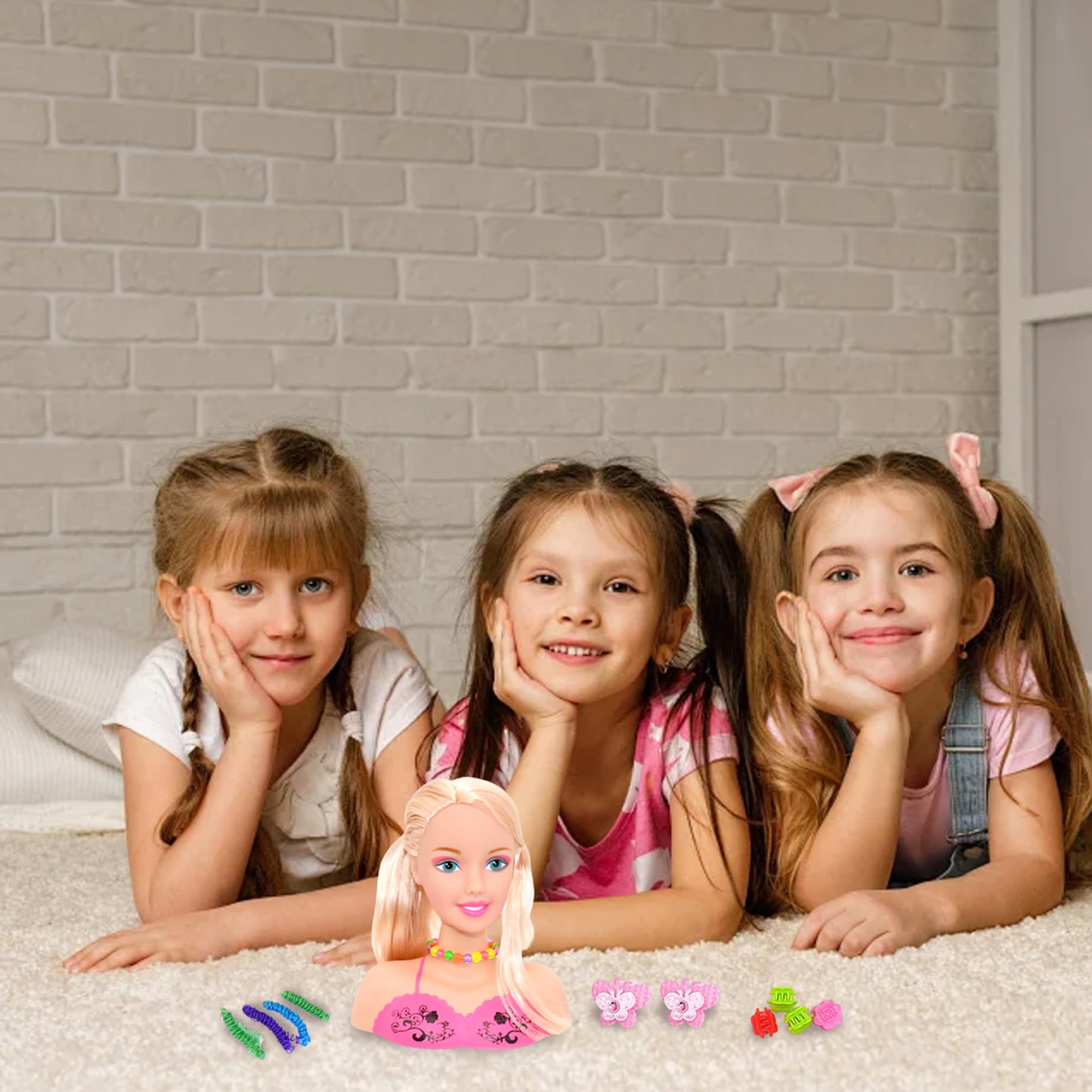 Cabeza de muñeca, 1 Cabezal de muñeca para el Cabello para niños con Accesorios Seguros y Lindos Estilo Realista para niños Regalo