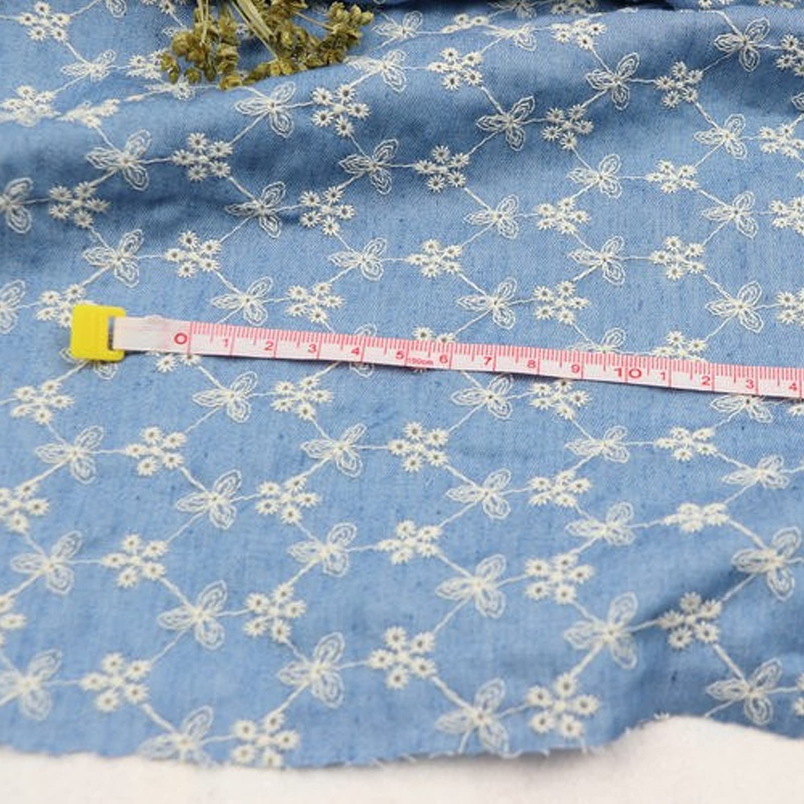 Tkanina dżinsowa do szycia, miękka, mieszanka poliestru i bawełny, haftowana tkanina kwiatowa, tkanina do szycia ręcznego DIY do majsterkowania kostiumowego i nie tylko