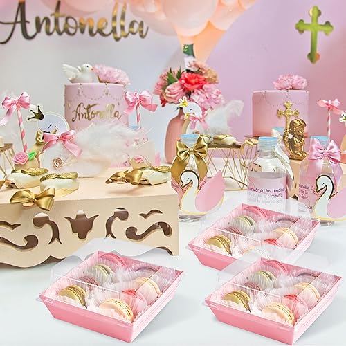 Miniatura 7 de Ocmoiy Cajas de embutidos de papel con tapas transparentes seguras paquete de 50 cajas cuadradas desechables de 4 pulgadas para postre con ventanas