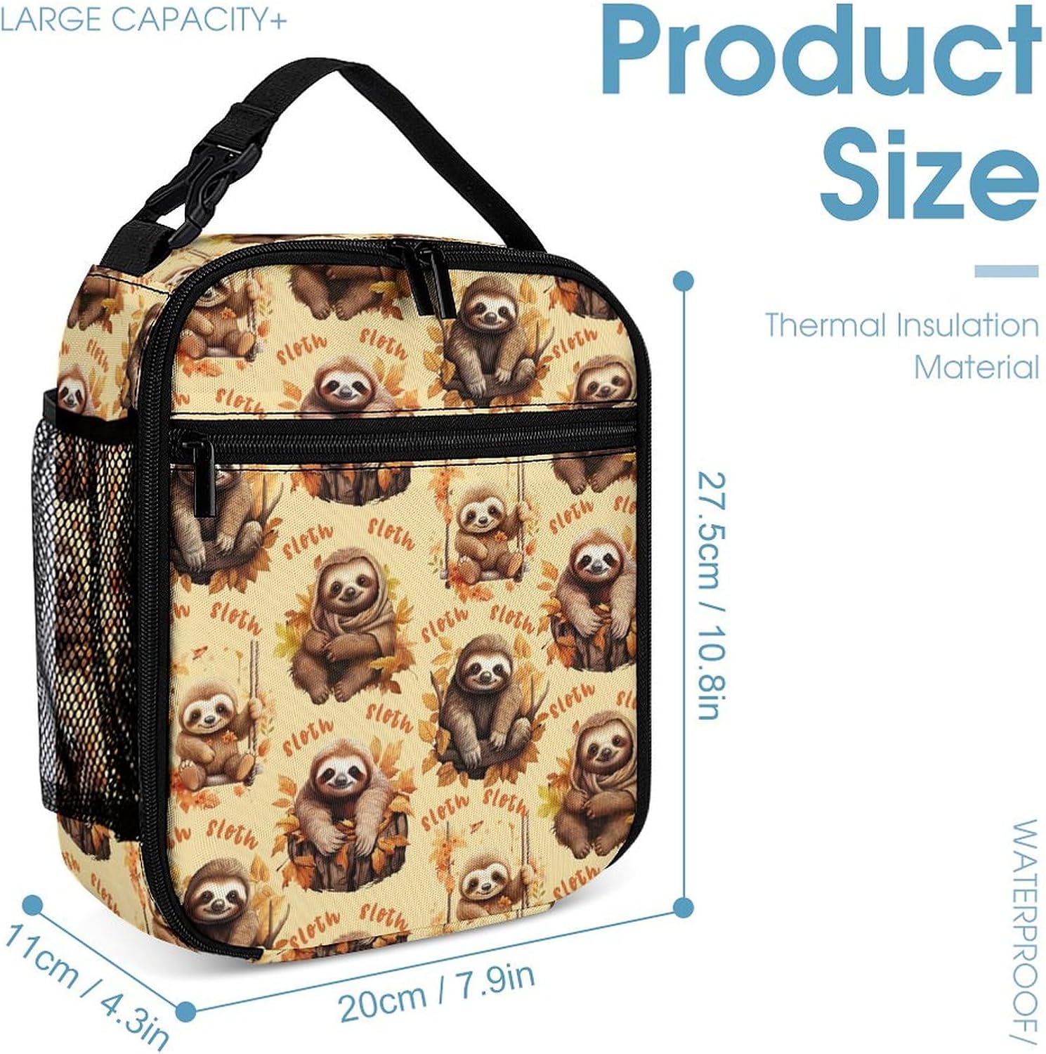 Sloth Backpack with Lunch Box & Pencil Case for Kids Girls Boys School, 16 Inch Cute Slothes Bookbag, School Backpack for Students Children, Lightweight, Large Capacity - Image 4