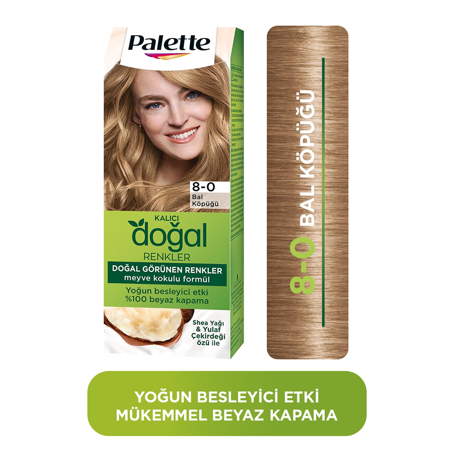 Palette Kalıcı Doğal Renkler 8-0 Bal Köpüğü Saç Boyası, Tek Ebat