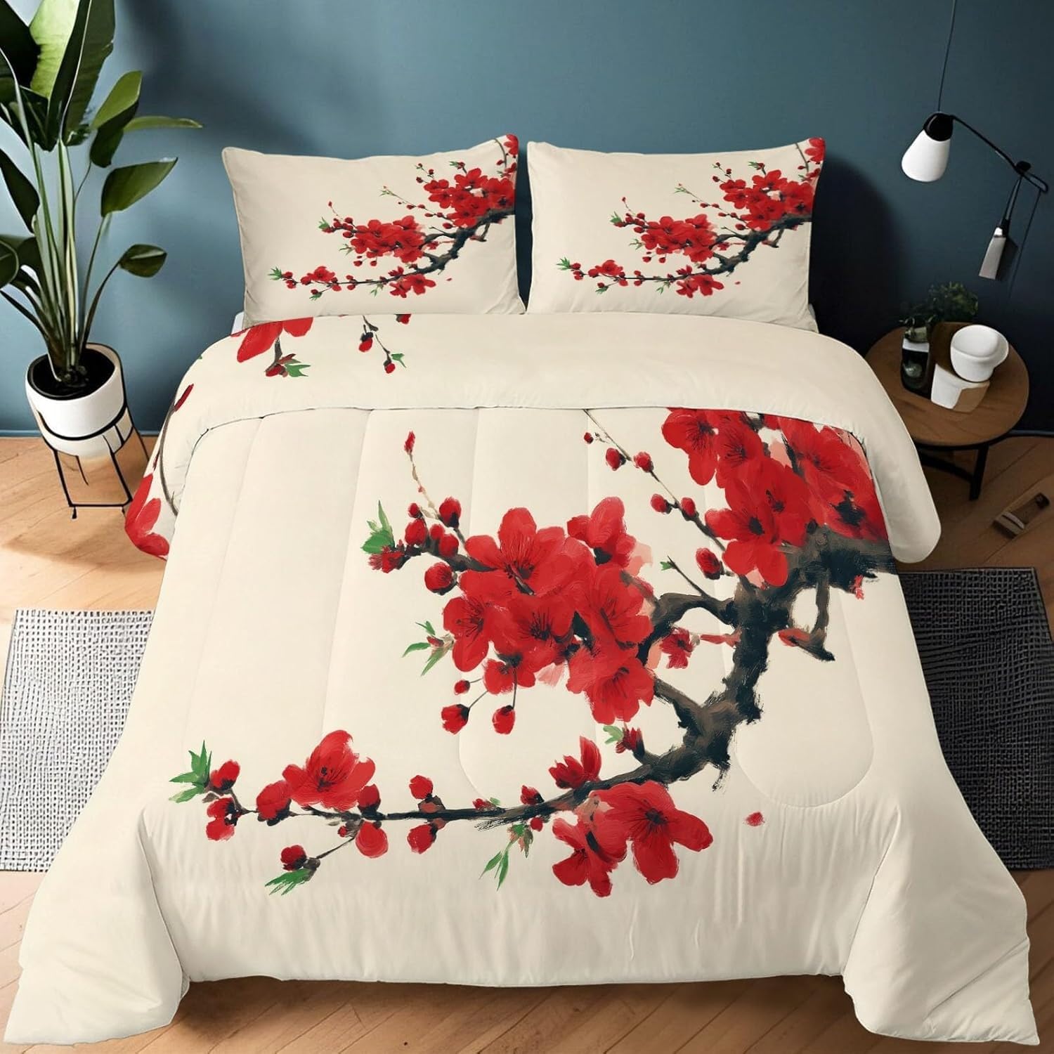 Couette sans housse lavable style peinture à l'encre pour un hiver cosy
