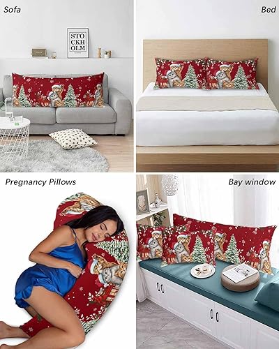 Miniatura 4 de Fundas de almohada de Navidad tamaño King, 2 paquetes de fundas de almohada suaves para cama, fundas de almohada para sofá, sofá de cuerpo largo,