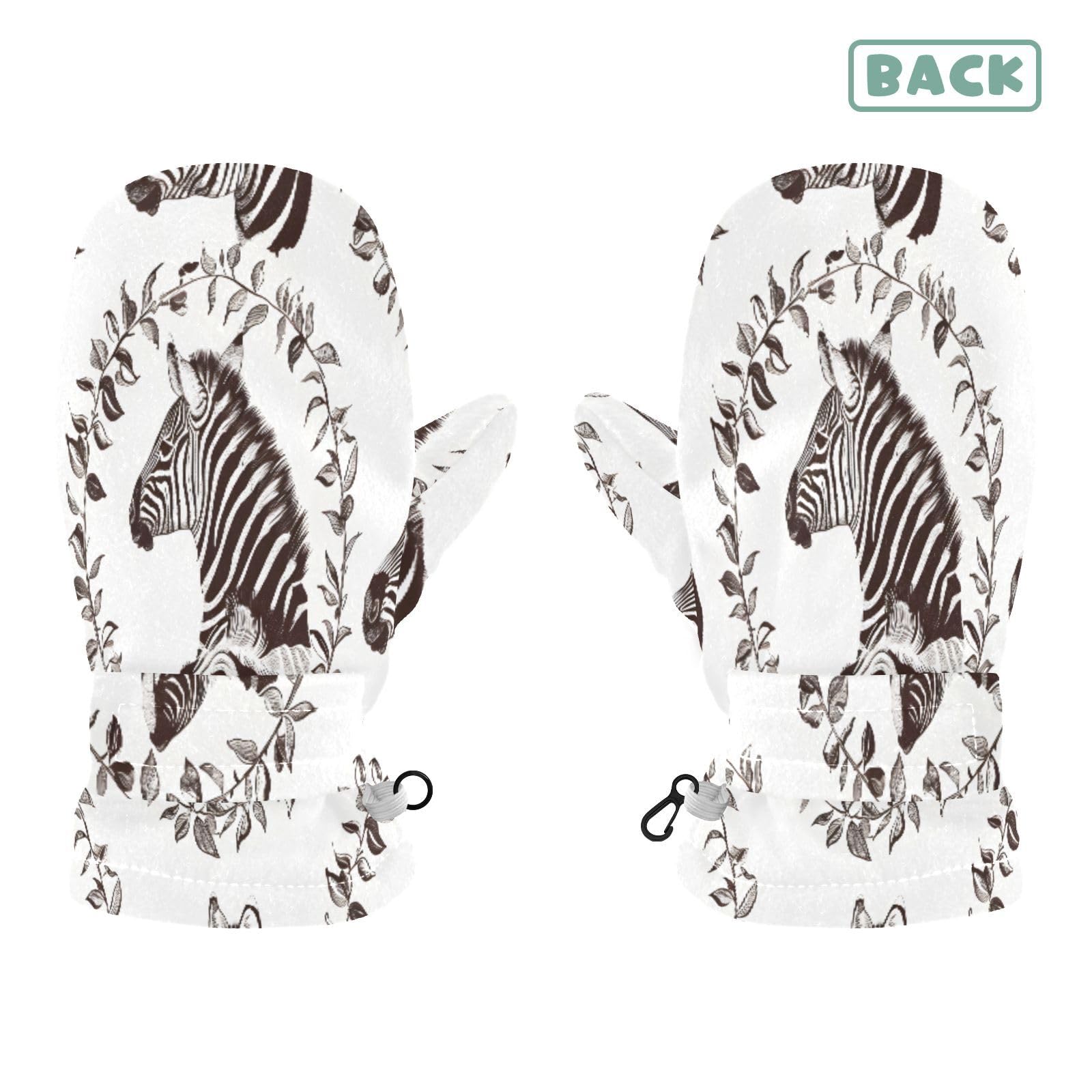 Kid's Winter Gloves Children Warm Gloves Zebra Wreath for Boys Girl Age 2-4 Years