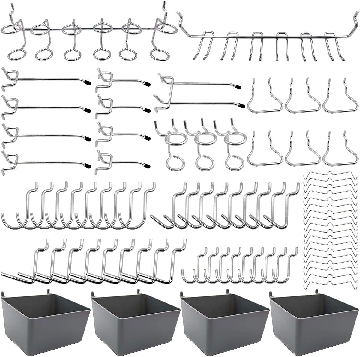 Mofish Pegboard Hooks Assortment with Pegboard Bins, Peg Locks, for Organizing Various Tools, 140/80 Pcs (80)