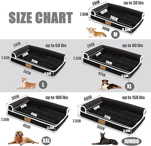 Miniatura 3 de Patas Lague Cama ortopédica XL para perros de tamaño grande de 48 x 30 pulgadas, impermeable, cómoda, con cojín grande, extragrande, antideslizante,
