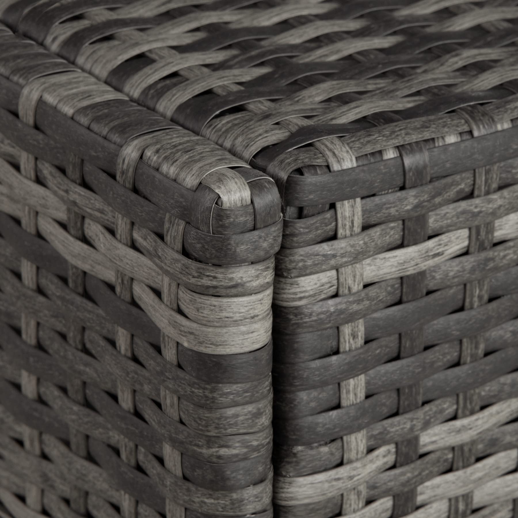 tectake® Aluminium Rattan Sonnenliege mit Armlehne und Rollen, Outdoor Polyrattan Gartenliege mit 6-Fach höhenverstellbarer Rückenlehne (bis 150 kg), Balkon Möbel oder Garten Möbel - grau