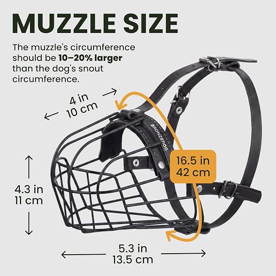 BRONZEDOG Dog Muzzle Adjustable Durable PVC Wire Basket for Large and Extra Large Dogs with Leather Straps Breathable, Drinkable, Training, Prevents Biting (PVC, Rottweiler)