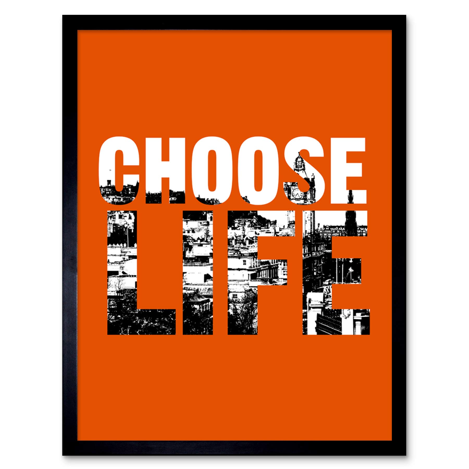 Wee Blue Coo Choose Life Trainspotting Edinburgh Scotland Art Print Framed Poster Wall Decor 12x16 inch