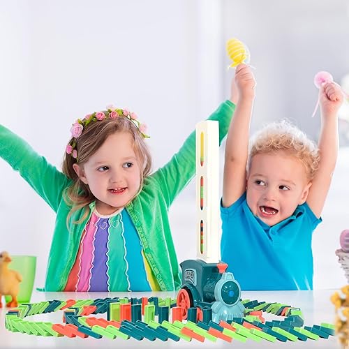 Miniatura 2 de Domino Train Toy Kids Games 200Pcs Automatic Dominoes Building Set Rally STEM Montessori Stacking Toys for 3+ Year Old Boys Girls Autistic Toy Gifts