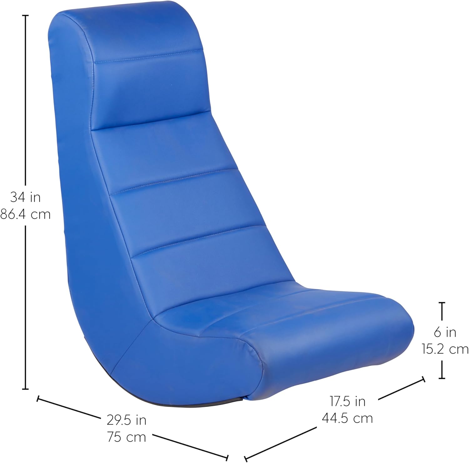 Factory Direct Partners Soft Ergonomic Horizontal Soft Floor Video Rocker - Cushioned Ground Chair Great for Reading, Gaming or Watching TV for Kids, Teens and Adults - Blue, 10489-BL