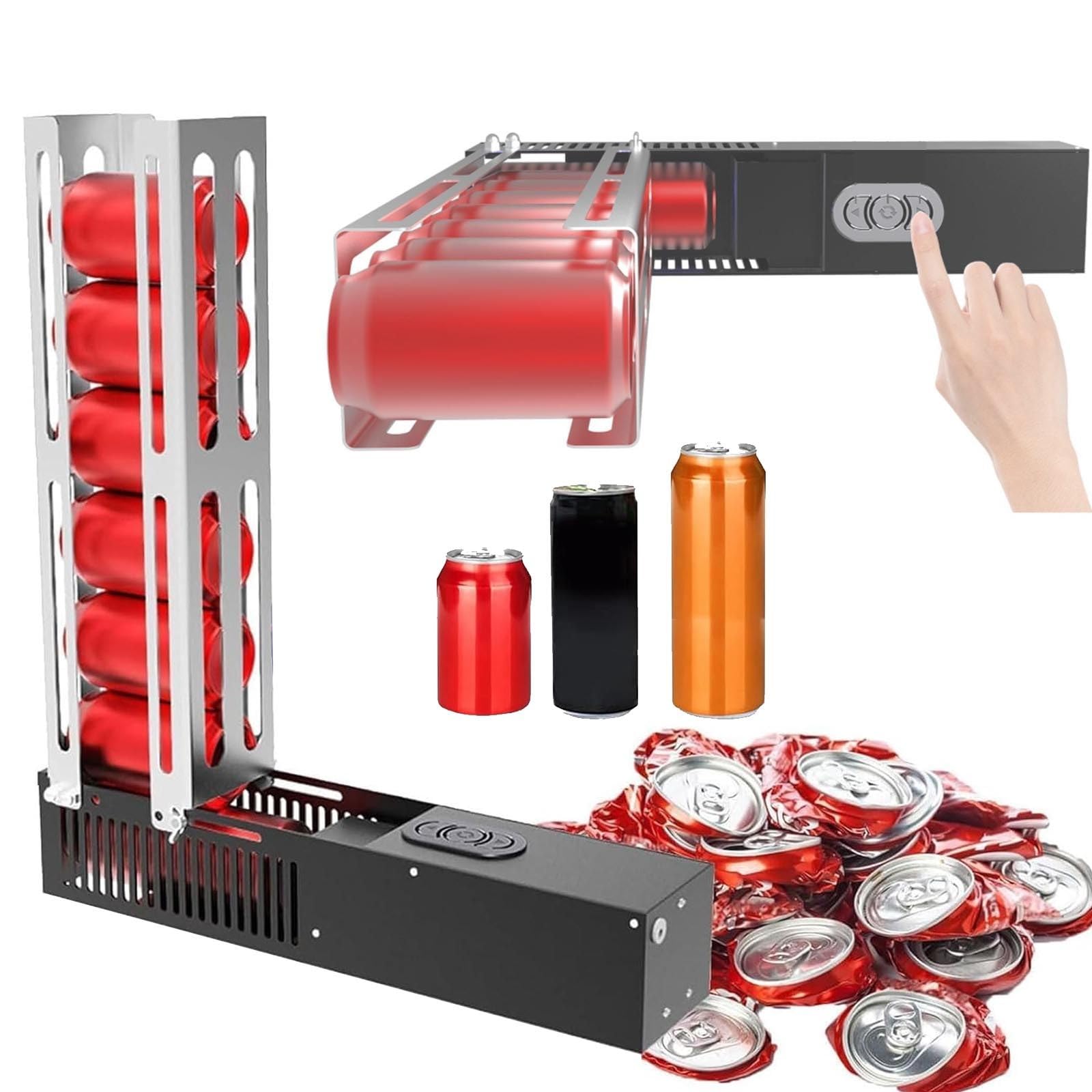 Trituradora EléCtrica De Latas, Trituradoras De Latas AutomáTicas, Trituradora De Latas De Aluminio EléCtrica De 8/12/16 Oz, Compactador De Basura Para Latas, Puede Llenar 8 Latas A Vez, ,Black