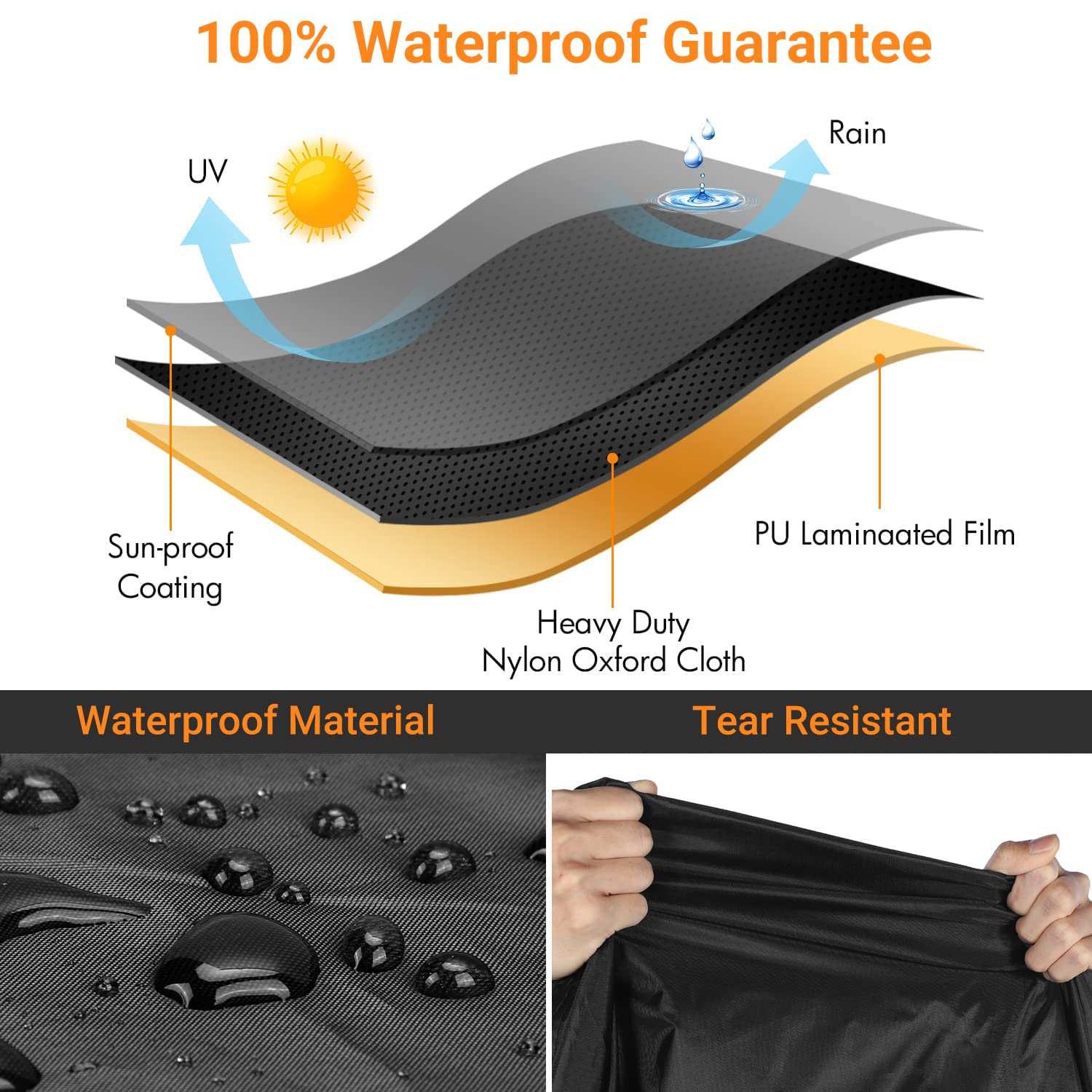 Set di 2 coperture per sedie da giardino, impermeabili, anti UV, in tessuto Oxford 420D, con 4 fibbie e corda orlo, antivento, per esterni (97 x 89 x 74 cm)