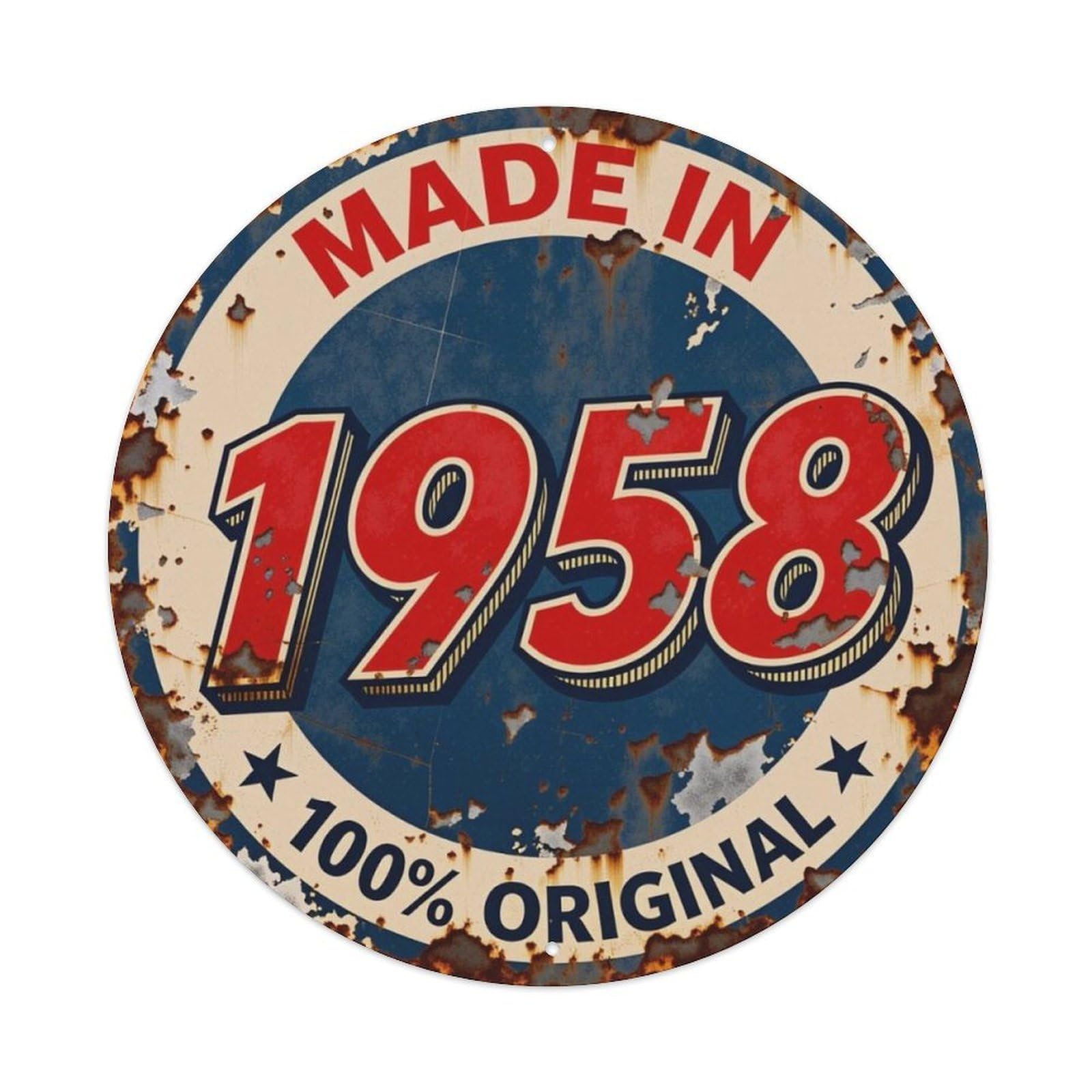 Vintage 1958 Retro Round Decor Sign Vintage Aluminium Metal Sign, Retro Wall Decor for Home, Bar, Garage & Farmhouse 20x20cm