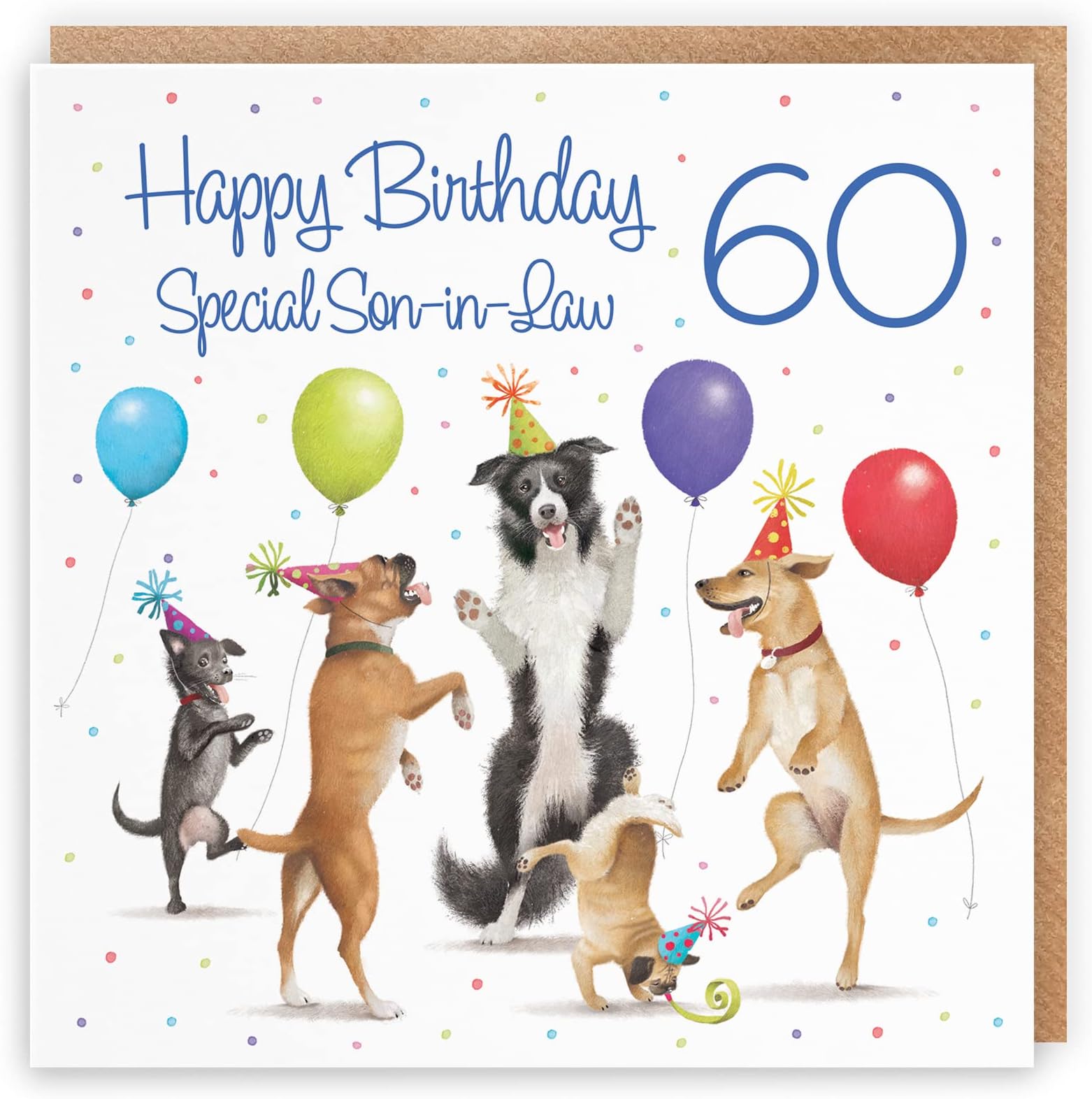Hunts England60th Son-in-Law Birthday Card - Dancing Dogs - Happy Birthday - Special Son-in-Law - Age 60 - Funny Men's 60th Birthday Card For Son-in-Law - Milo's Gallery - Age Sixty