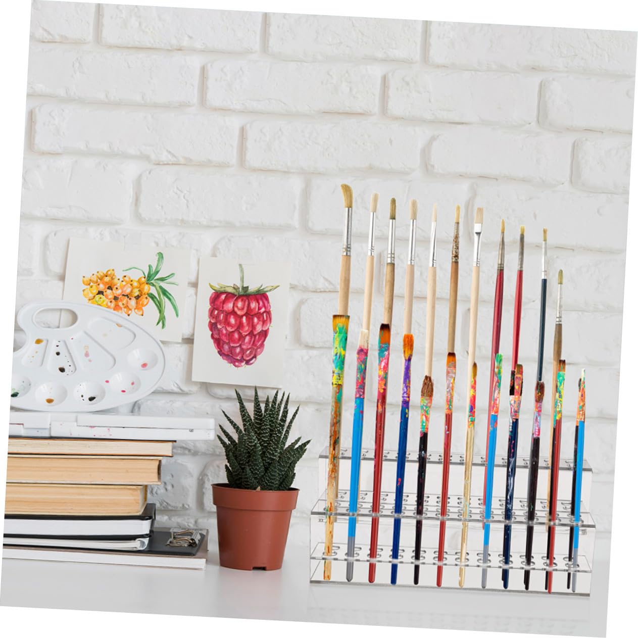 ABOOFAN 2pezzi Portapenne in Plastica Trasparente da Espositore per Penne e Matite Organizer da Scrivania Multiforo Contenitore per Penne Sfera e Piccoli Pennelli