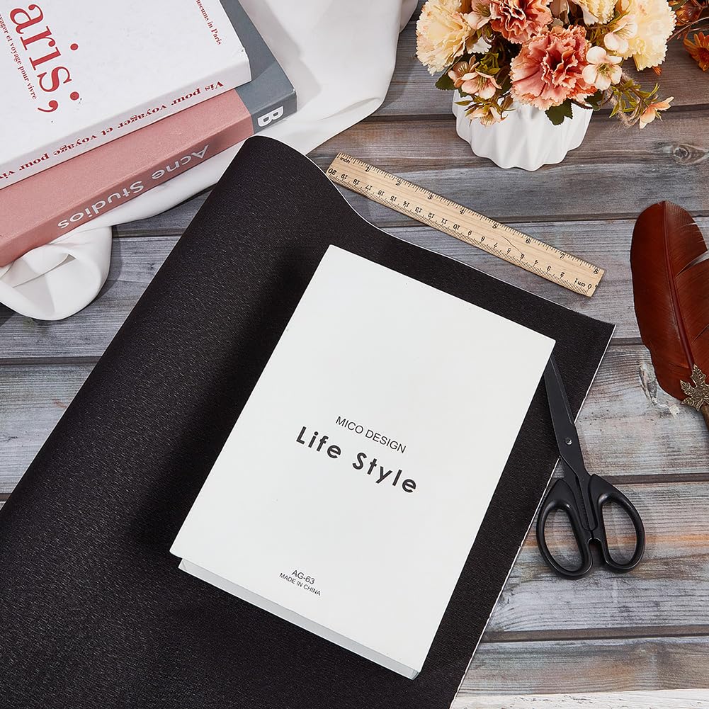 craspire 2000x425 mm Toile de Lin pour Reliure de Livres Noir Tissu Auto-Adhésif Surface avec Support en Papier Couverture de Livres Album Scrapbooking DIY Couverture de Protection Fournitures
